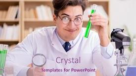  Presentation with mad scientist - PPT layouts consisting of mad-crazy-scientist-doctor-doing background and a lemonade colored foreground