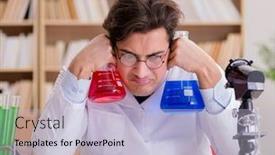  Presentation with mad scientist - Audience pleasing PPT theme consisting of mad-crazy-scientist-doctor-doing backdrop and a light blue colored foreground