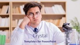  Presentation with mad scientist - Colorful PPT theme enhanced with mad-crazy-scientist-doctor-doing backdrop and a sky blue colored foreground