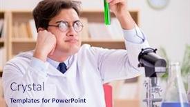  Presentation with mad scientist - Presentation theme having mad-crazy-scientist-doctor-doing background and a sky blue colored foreground