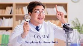  Presentation with mad scientist - PPT theme with mad-crazy-scientist-doctor-doing background and a lemonade colored foreground