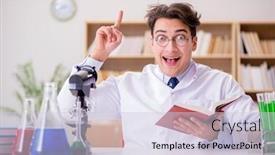  Presentation with mad scientist - Slides featuring mad crazy scientist doctor doing experiments in a laboratory background and a lemonade colored foreground