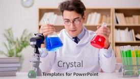  Presentation with mad scientist - Theme having mad crazy scientist doctor doing experiments in a laboratory background and a lemonade colored foreground