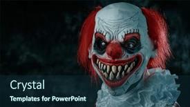  Presentation with evil - Presentation theme consisting of mad-evil-redhead-clown-wearing and a navy blue colored foreground