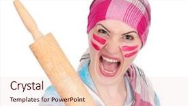  Presentation with mad children - Presentation theme having mad housewife with rolling pin background and a lemonade colored foreground