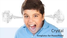  Presentation with angry teen - Theme enhanced with mad kids - portrait of angry teen boy background and a light blue colored foreground