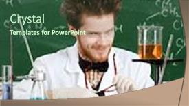  Presentation with professor - Cool new PPT theme with mad professor rubs his glasses while working in his laboratory backdrop and a ocean colored foreground