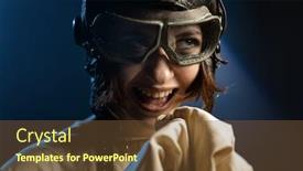  Presentation with light rays - Presentation theme having mad-woman-in-a-straitjacket background and a tawny brown colored foreground