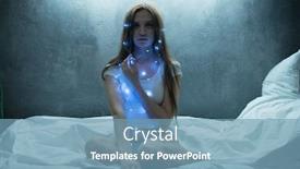  Presentation with bed - Beautiful PPT theme featuring mad-woman-in-garlands-sitting backdrop and a teal colored foreground