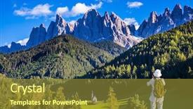  Presentation with green mountains - Slide deck having maddalena in dolomites forested mountain background and a tawny brown colored foreground