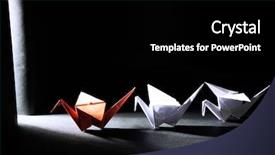  Presentation with asia - Slide set with made asia - origami cranes on dark background background and a black colored foreground