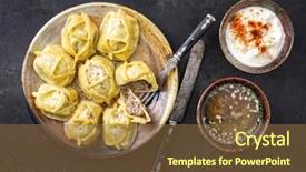  Presentation with asia traditional - Cool new presentation theme with made asia - traditional turkish manti with joghurt backdrop and a tawny brown colored foreground