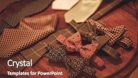  Presentation with tailor made - Colorful presentation theme enhanced with made bow tie and necktie backdrop and a tawny brown colored foreground