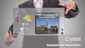  Presentation with graphic - Cool new PPT layouts with made by businessman on futuristic backdrop and a gray colored foreground