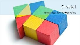  Presentation with wooden toy - Slide deck with made from wooden toy blocks background and a light blue colored foreground