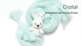  Presentation with baby clothes - Colorful slide set enhanced with made in crochet with baby backdrop and a sky blue colored foreground