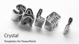  Presentation with white letters - PPT theme featuring made of chrome metallic letters background and a light gray colored foreground