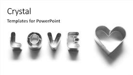  Presentation with love heart - Presentation theme enhanced with made of chrome metallic letters background and a white colored foreground