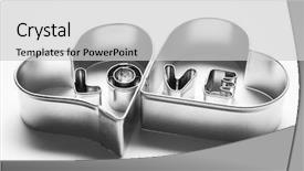  Presentation with loving hearts love heart candy - Slides featuring made of chrome metallic letters background and a  colored foreground