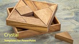  Presentation with abstract puzzle - Colorful PPT layouts enhanced with made of different wood part backdrop and a tawny brown colored foreground