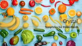  Presentation with creative - Slide deck having made of fruits and vegetables background and a yellow colored foreground