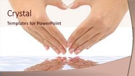  Presentation with heart hands - Presentation design consisting of made of hands and water background and a lemonade colored foreground