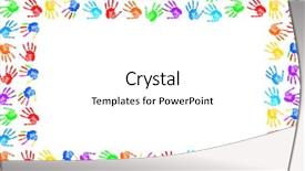  Presentation with paint - Theme having made of paint hand prints background and a white colored foreground