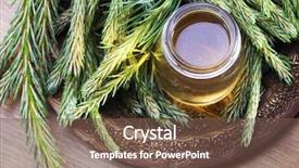  Presentation with medicine syrup - Theme having made of pine - alternative medicine background and a  colored foreground