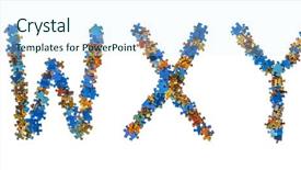  Presentation with education puzzle - Slide deck consisting of made of puzzle pieces - education background and a cool aqua colored foreground