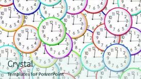  Presentation with clock - Theme featuring made of stacked colorful clock background and a cool aqua colored foreground