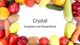  Presentation with frame of fruits and vegetables - Colorful PPT theme enhanced with made of vegetables and fruit backdrop and a  colored foreground