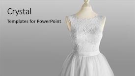  Presentation with mannequin - Slide deck having made-up wedding dress background and a light gray colored foreground