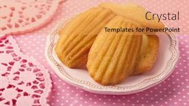  Presentation with pink - Presentation theme consisting of madeleine-on-a-pink-plate background and a yellow colored foreground