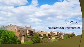  Presentation with village - PPT layouts with maderuelo-village-segovia-province-castilla background and a sky blue colored foreground