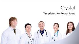  Presentation with successful - Cool new PPT theme with madical - five laughing successful doctors looking backdrop and a white colored foreground