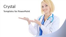  Presentation with medical smiling doctor - PPT theme having madical - smiling medical doctor with stethoscope background and a white colored foreground
