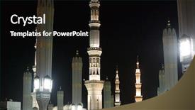  Presentation with islamic - PPT theme having godunique - islamic holy mosque at medina background and a black colored foreground