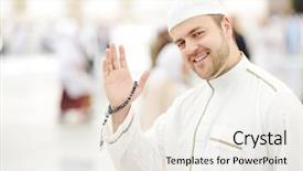  Presentation with islamic - PPT theme consisting of umrah - islamic holy place background and a sky blue colored foreground