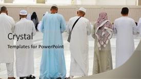  Presentation with islamic - Audience pleasing PPT theme consisting of islamic prayer backdrop and a light gray colored foreground