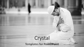  Presentation with mosque - Cool new PPT layouts with race god - muslim praying in medina mosque backdrop and a light gray colored foreground