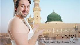  Presentation with saudi arabia - Presentation theme with holy islamic duty in makka background and a coral colored foreground