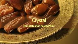  Presentation with favorite food - Audience pleasing PPT theme consisting of favorite food - ripped date fruits in golden backdrop and a tawny brown colored foreground