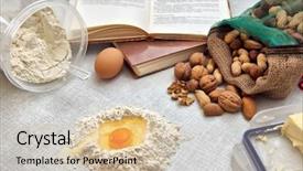  Presentation with dough - Amazing PPT theme having mading books - baking fresh dough background backdrop and a soft green colored foreground