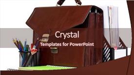  Presentation with brown leather - Presentation design enhanced with mading books - brown leather briefcase with office background and a tawny brown colored foreground