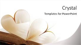  Presentation with book love heart - PPT theme having mading books - heart made from book pages background and a white colored foreground