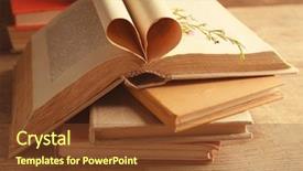  Presentation with heart book - Slides enhanced with mading books - old open book with heart background and a tawny brown colored foreground