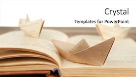  Presentation with old book - Amazing PPT theme having mading books - origami boats on old book backdrop and a white colored foreground
