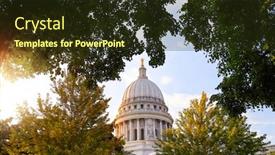  Presentation with capitol - Beautiful PPT theme featuring madison-capitol-dome-through-trees backdrop and a tawny brown colored foreground