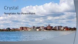  Presentation with wisconsin - Beautiful presentation theme featuring madison-wisconsin-across-lake-monona backdrop and a light blue colored foreground