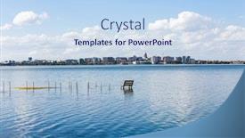  Presentation with high level - Presentation theme featuring madison-wisconsin-across-lake-monona background and a sky blue colored foreground